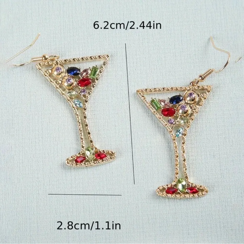Champagne Glass Design Earrings - Picture 4 of 4